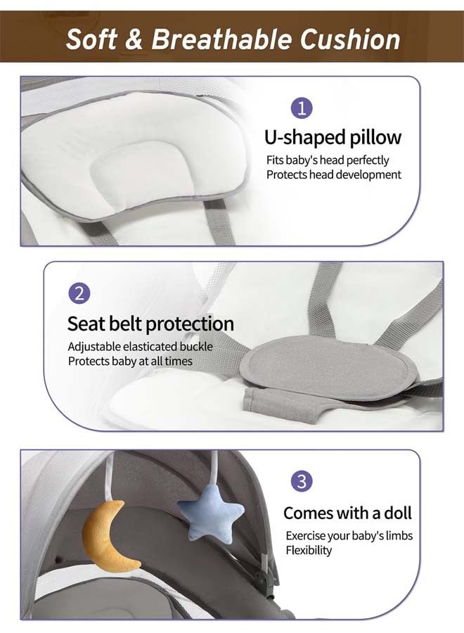 Baby Swings for Infants, Infant Swing with Lullabies, Bluetooth, 3 Seat Positions, Touch Screen  Remote Control, Outdoor Baby Rocker, Portable Swing for Baby - Image 5